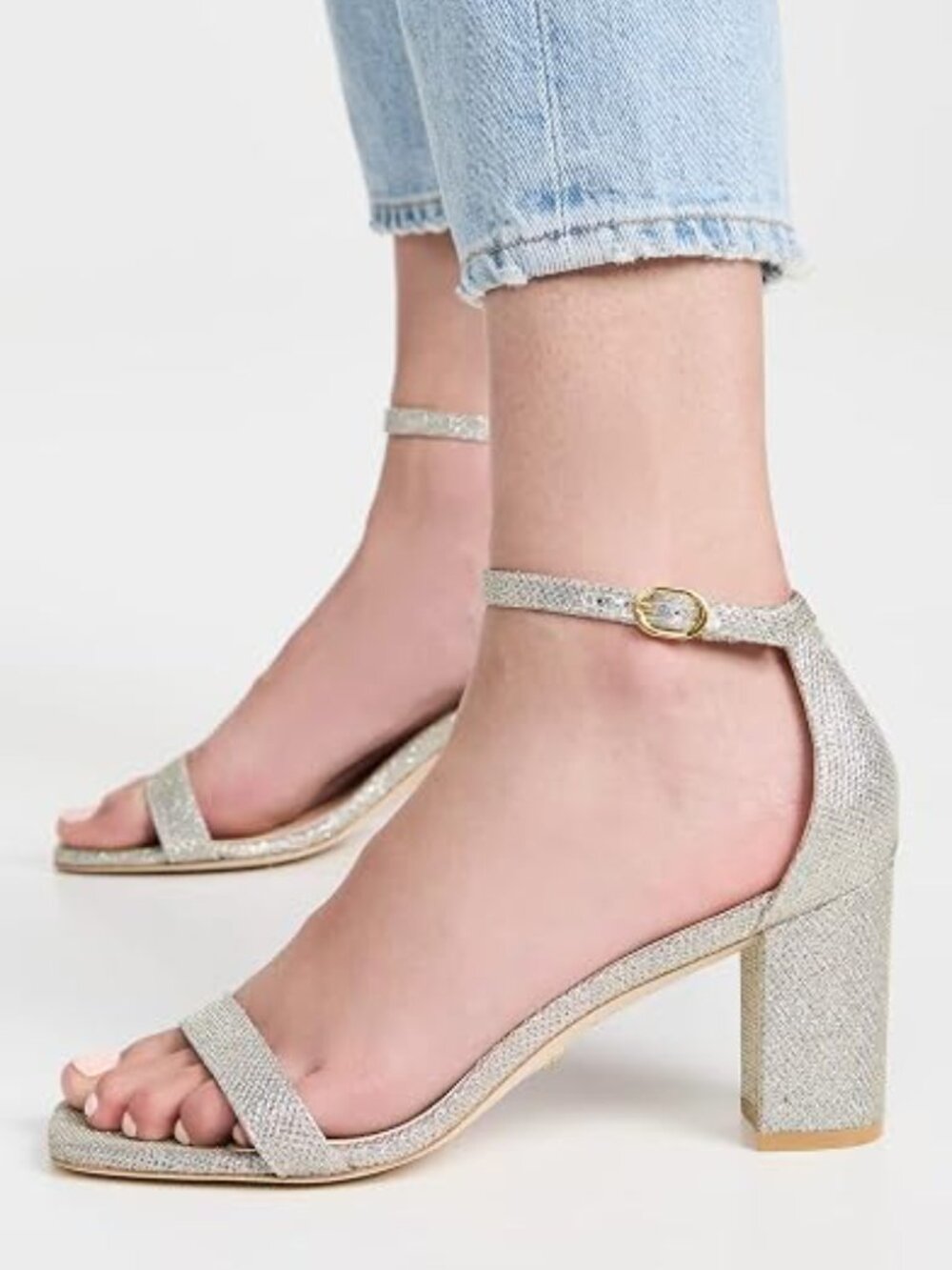 Stuart Weitzman Nudist Curve 75 Block Platino, Different Sizes